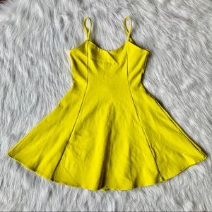 ZARA TRF Neon Yellow Skater Swing Dress Size Small